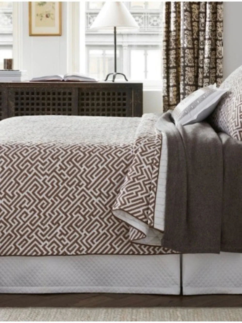 Matouk Schumacher Gabriel Full/queen Duvet Cover 90x96 corded edge mocha
